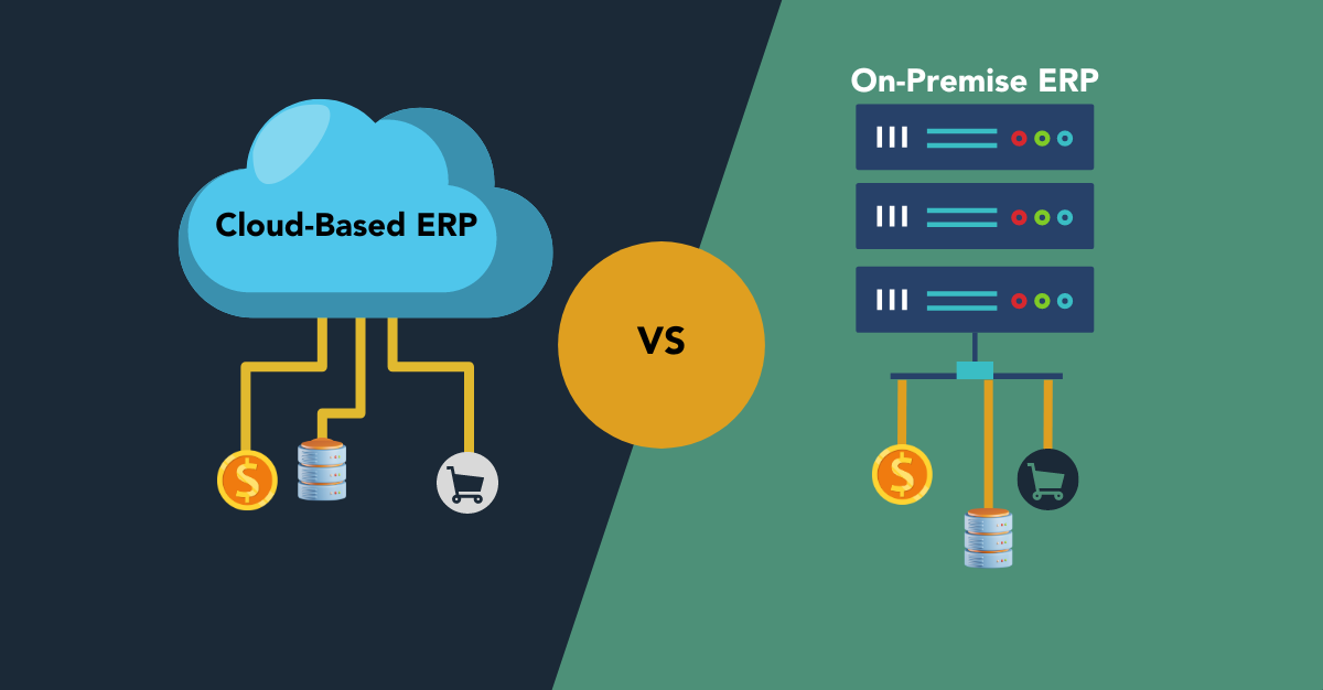 Bulut ERP ve On-Premise ERP seçeneklerini artıları ve eksileriyle karşılaştıran bilgilendirici görsel