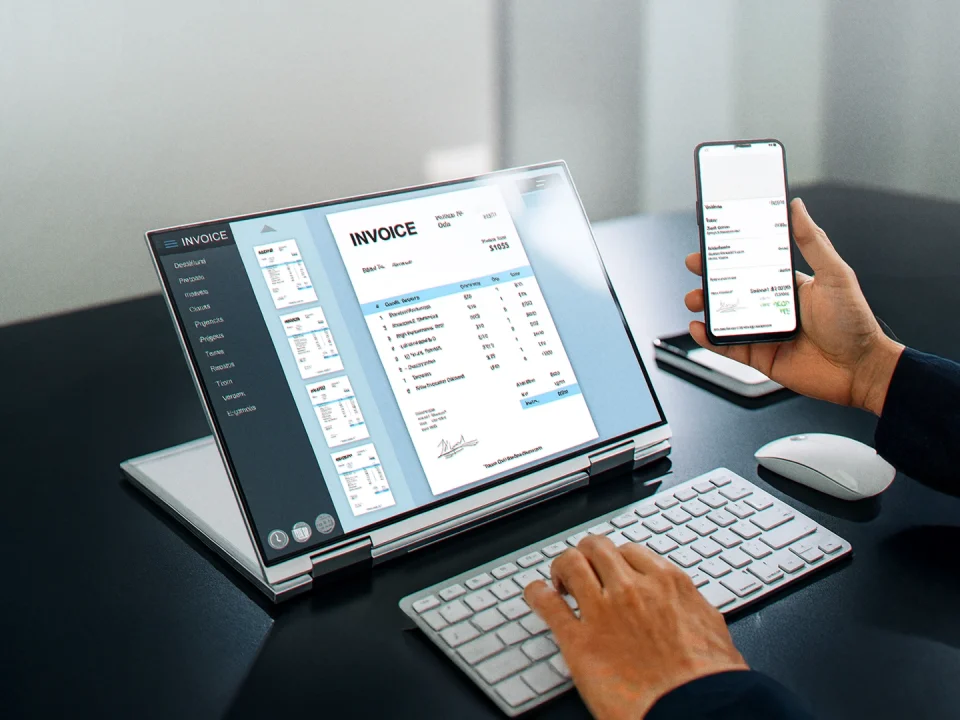 Bilgisayar ekranında e-Fatura örneği ve yanında 2026 takvim simgesi.
